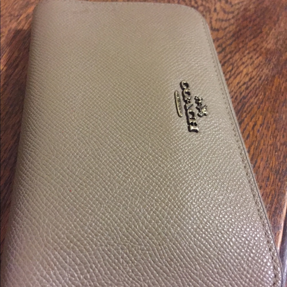 COACH Leather Accordion Zip Wallet